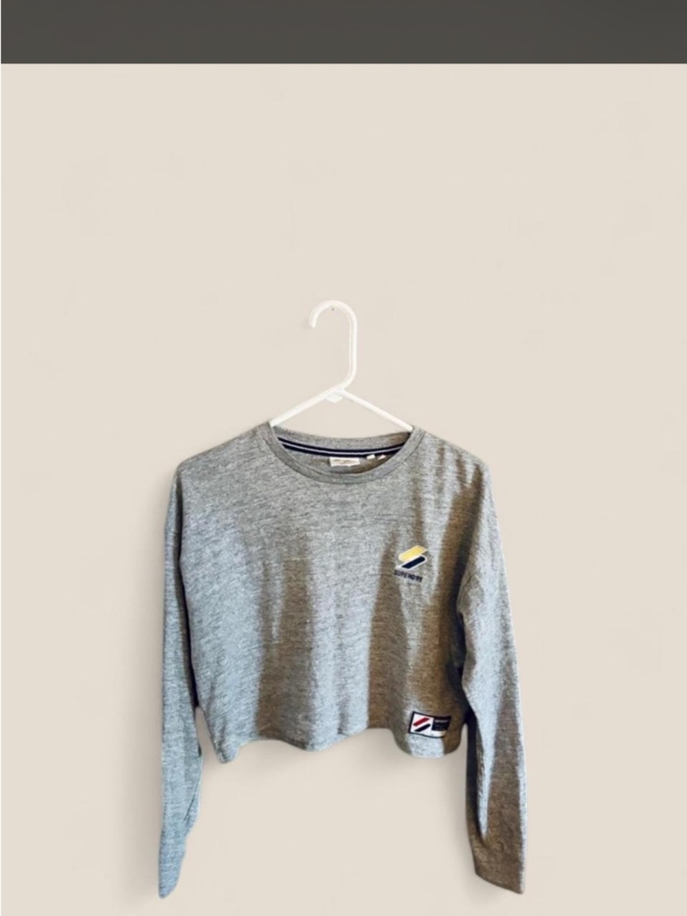 Superdry Grey Cropped Crewneck Sweatshirt for Kids